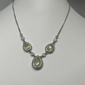Silver tone canary faux stone necklace costume jewelry trendy versatile